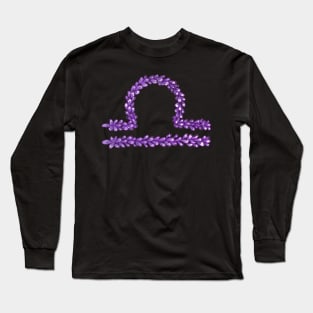 Hand Drawn Lavender Libra Zodiac Sign in Watercolor and Ink Long Sleeve T-Shirt